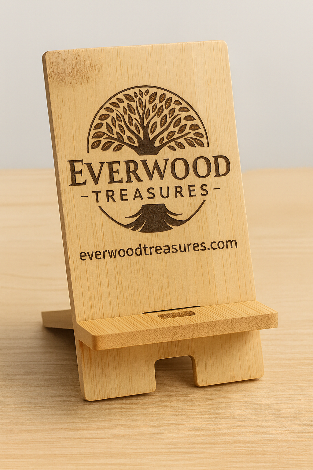 Wooden Phone Stand with Logo